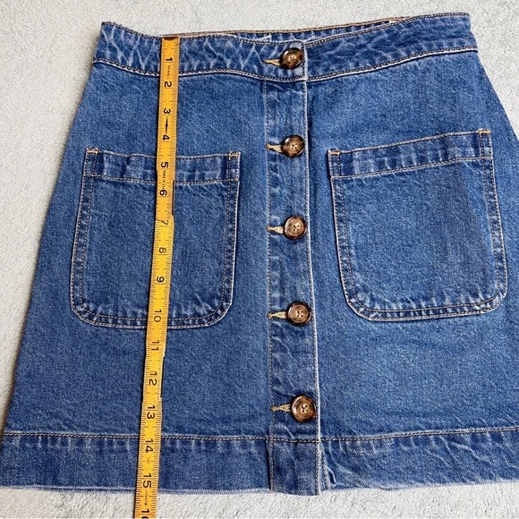 Free People We The Free Mini Skirt Womens 25 Denim Button Front Super High Rise - Picture 2 of 5